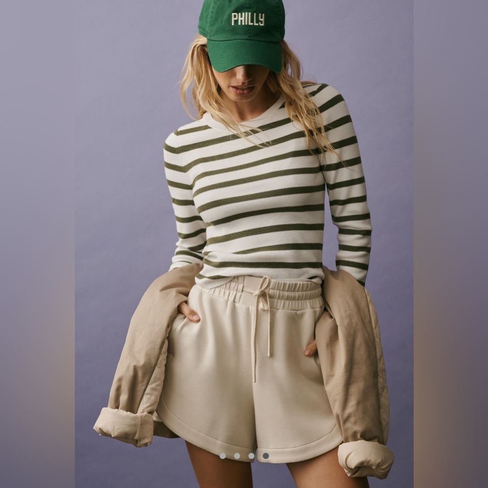 Maeve Long-Sleeve Shrunken Stripe Sweater
